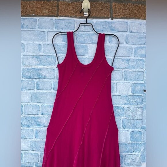 JEAN PAUL GAULTIER SOLEIL SLEEVELESS NEON PINK MAXI  MESH DRESS SIZE LARGE - Picture 5 of 13